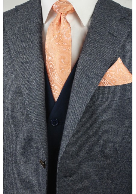 Peach Summer Paisley Tie