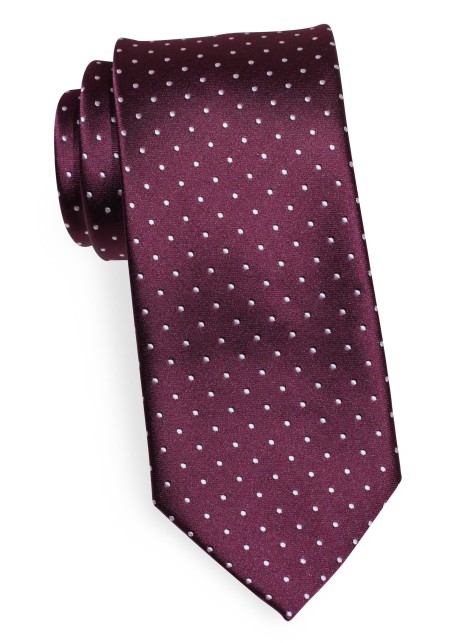 Burgundy Polka Dot Tie | Dark Burgundy Red and Silver Polka Dot Tie