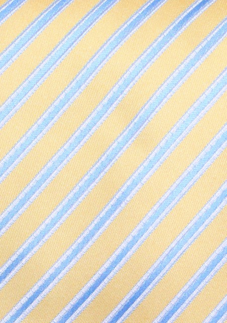 Yellow Mens Tie With Light Blue Stripes