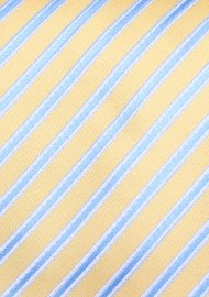 Yellow Mens Tie With Light Blue Stripes