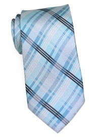 Modern Check Pattern Light Blue Tie in Boys Size