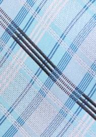 Modern Check Pattern Light Blue Tie in XL Size