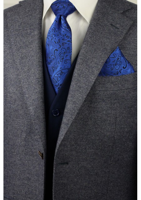 Mens Wedding Paisley Tie in Royal