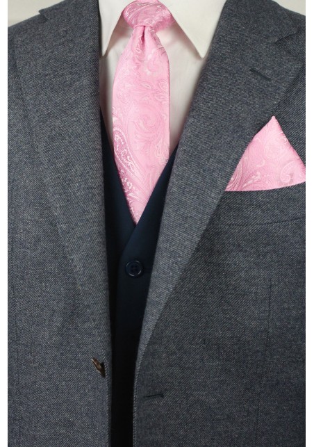Mens Paisley Tie in Carnation Pink
