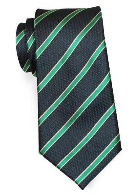 Hunter Green Striped XL Necktie | Extra Long Tie in Hunter Green