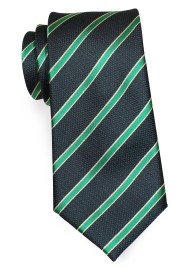 Hunter Green Striped XL Necktie | Extra Long Tie in Hunter Green