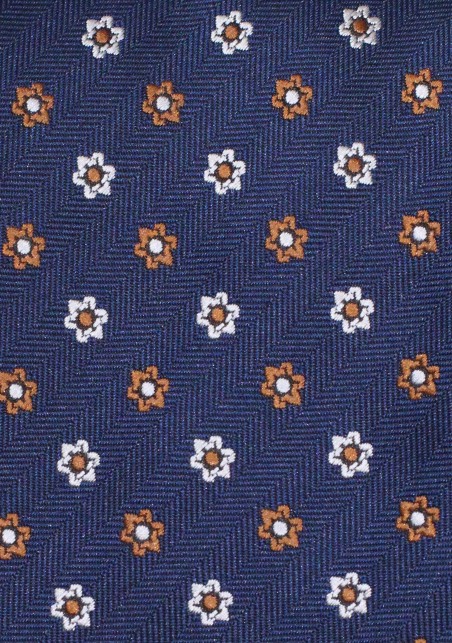 Navy Floral Tie | Navy and Copper Foulard Floral Necktie