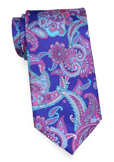 Paisley Summer Tie | Paisley Tie in Purple, Lilac, Pink, Aqua