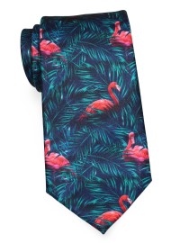 Teal Flamingo Print Tie | Mens Necktie with Flamingos