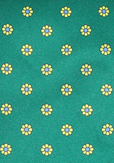 Green Tie with Geometric Floral Print | Green Summer Print Necktie