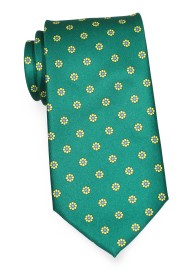 Kelly Green XL Tie | Extra Long Necktie in Kelly Green with Yellow Floral Print