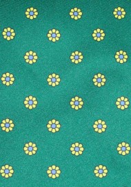 Kelly Green XL Tie | Extra Long Necktie in Kelly Green with Yellow Floral Print