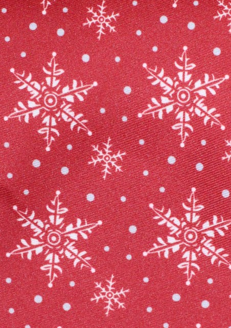 Cherry Red Snowflake Print Tie | Red Tie with Silver Snowflake Design