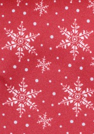 Cherry Red Kids Winter Tie | Snowflake Print Necktie in Red in Kids Size