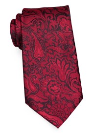 Boys Sized Paisley Tie in Hot Chili Red