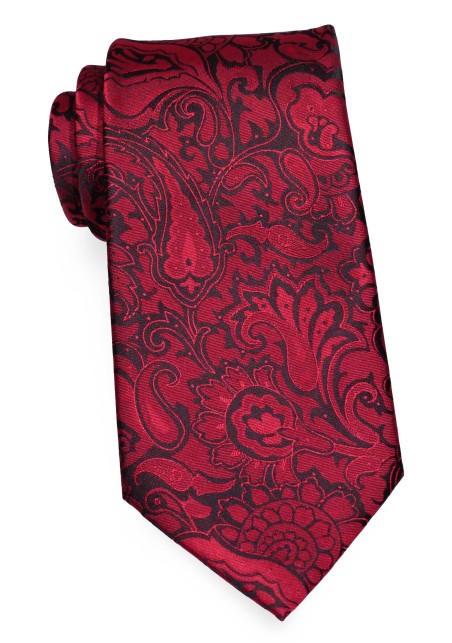 Paisley Necktie in Chili Red