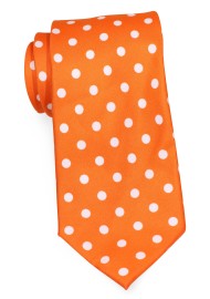 Carrot Orange Tie with White Polka Dots