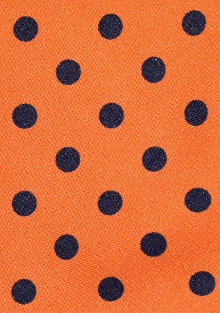 Carrot Orange Necktie with Navy Polka Dots