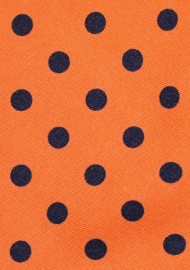 Carrot Orange Necktie with Navy Polka Dots