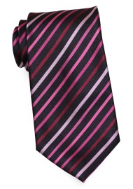 XL Striped Tie in Pink and Black