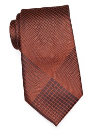 Designer Tie in Black with Bold Copper Plaid