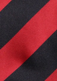 Wide Striped XL Length Necktie in Bright Red and Jet Black