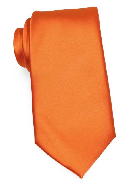 Solid Boys Neck Tie in Tangerine