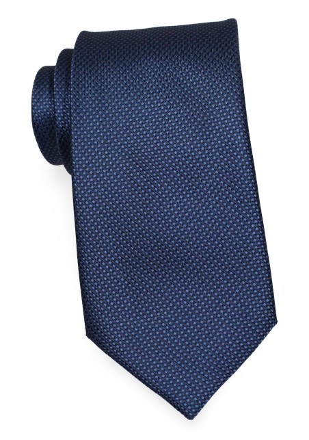 Classy Navy Tie with Grenadine Texture in XL Length