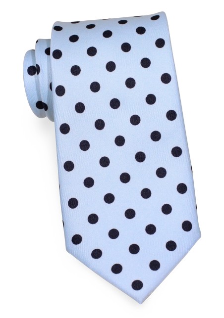 Sky Blue Necktie with Dark Blue Polka Dots