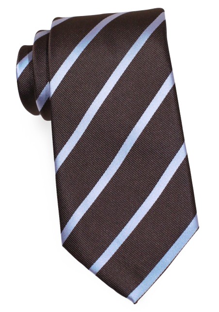 Striped Tie in Espresso Brown and Grey