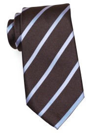 Striped Tie in Espresso Brown and Grey