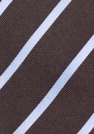 Striped Tie in Espresso Brown and Grey