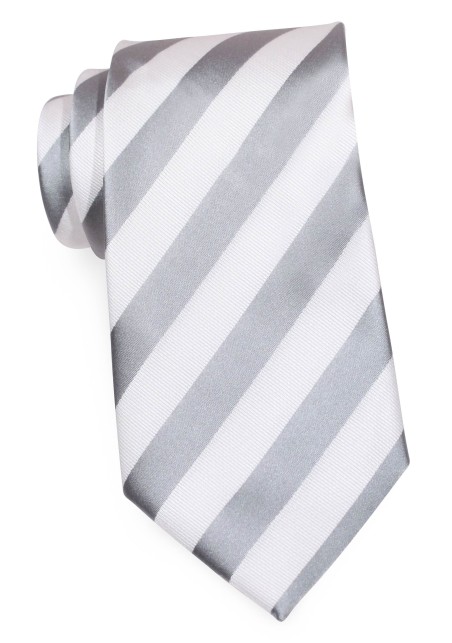 Striped Tie in Grey and White