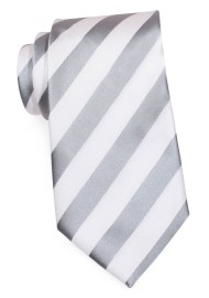 Striped Tie in Grey and White