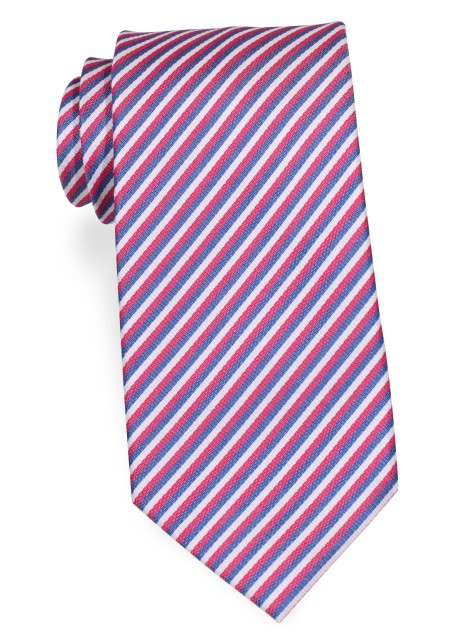 Red, White, Blu Striped Kids Necktie in Cotton Silk Fabric - Kids Neckties