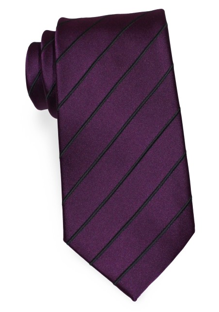 XL Length Mens Tie in Eggplant Purple & Black