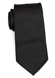 Solid Black Tie Made in Long Length for Tall Men