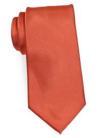 Rust Color Mens Tie | Solid Satin Mens Tie in Rust Brownish Red