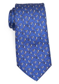 Hummingbird Silk Tie | Blue Silk Designer Tie with Tiny Hummingbirds