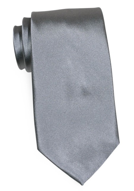 Satin Finish Silk Necktie in Dove