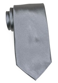 Satin Finish Silk Necktie in Dove