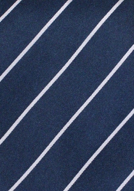 Pencil Striped Silk Tie in Dark Navy and White