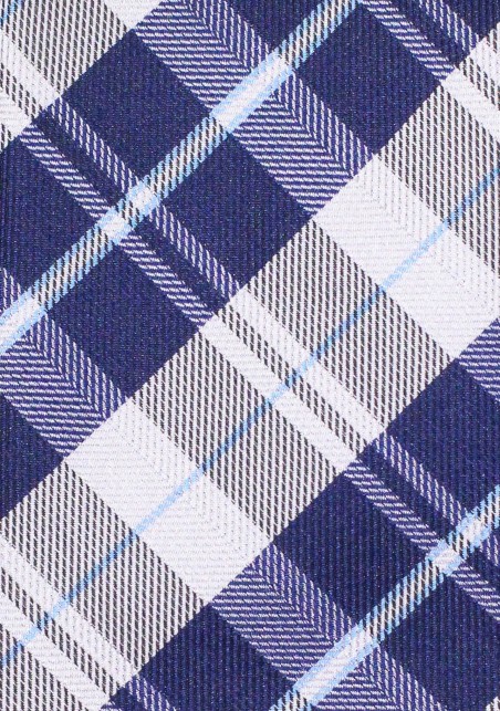 Tartan Plaid Designer Tie in Classic Blue and Silver
