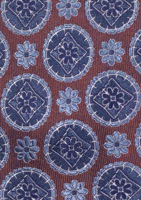 Chestnut Medallion Silk Tie | Medallion Designer Necktie in Chestnut Brown