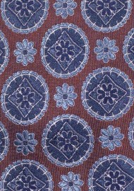 Chestnut Medallion Silk Tie | Medallion Designer Necktie in Chestnut Brown