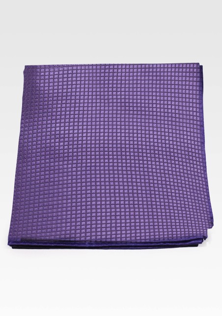 Solid Purple Pocket Square with Checks