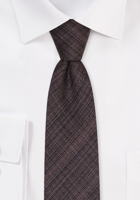 Wool Skinny Necktie in Espresso Brown