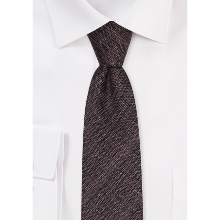 Wool Skinny Necktie in Espresso Brown