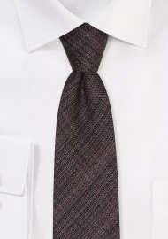 Wool Skinny Necktie in Espresso Brown