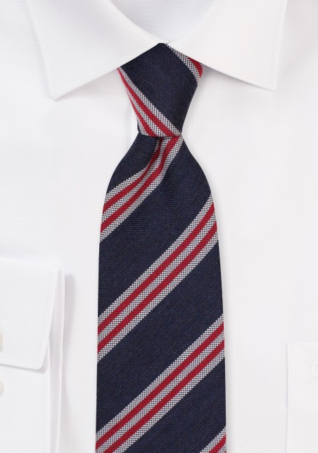 Modern Skinny Tie in Navy, Red, Gray